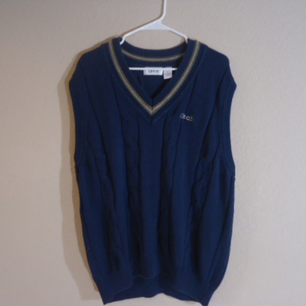 Classic Navy Cable Knit Izod Golf Sweater Vest  XL